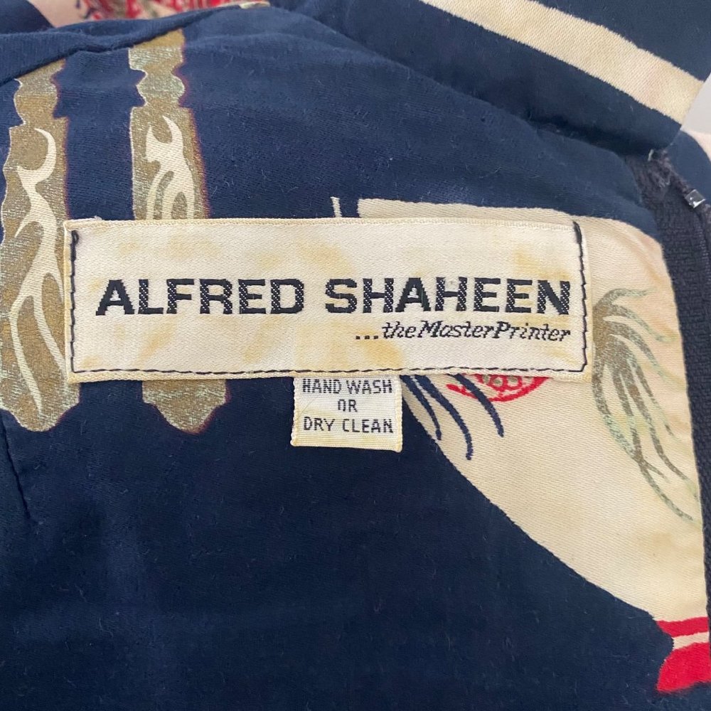 Vintage Alfred Shaheen Sheath Dress Asian Rice Bowls Chopsticks - Picture 5 of 9